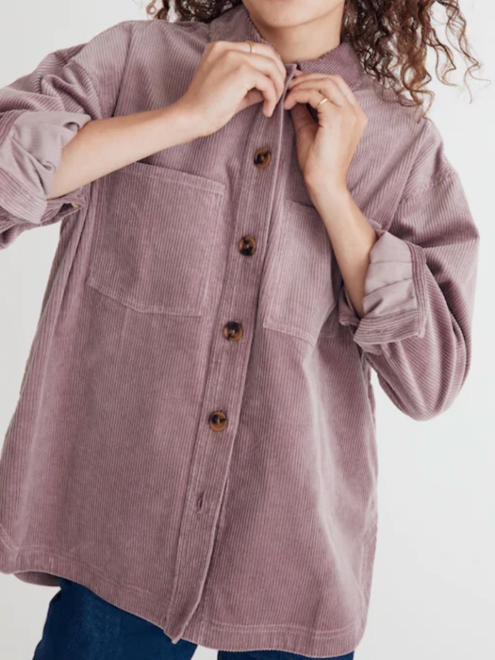Madewell Corduroy Kentwood Oversized Shirt-Jacket Pale Thistle Size L